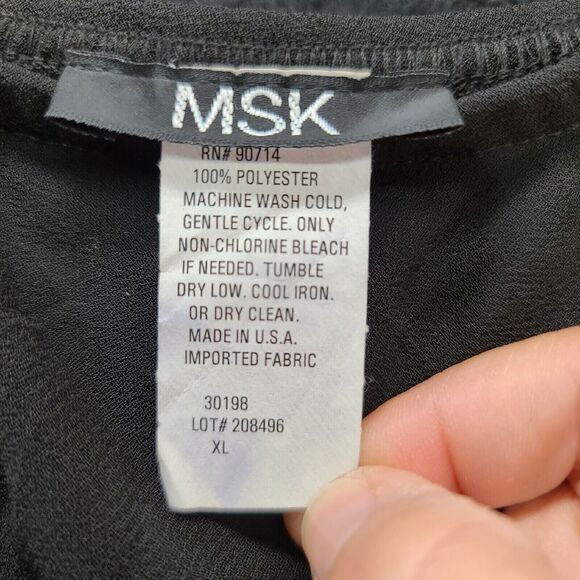 MSK Womens Skirt Black Size XL 100% Polyester Elastic Waist A-Line Stretch - Picture 6 of 12